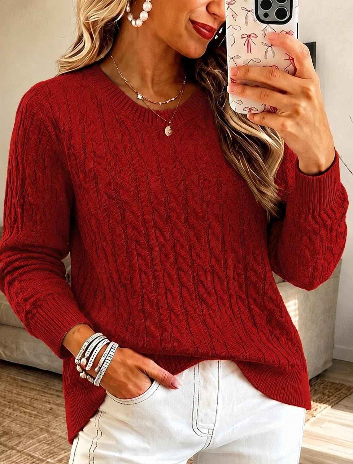 Karlijn | Cable Knit Sweater with V-Neck for Women