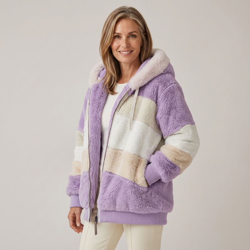 Kristia Women's Hooded Winter Jacket - Zip Front Parka Style