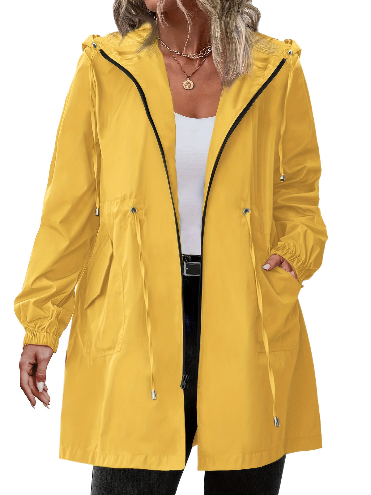 Constance | Zip-Up Hooded Longline Jacket with Drawstring