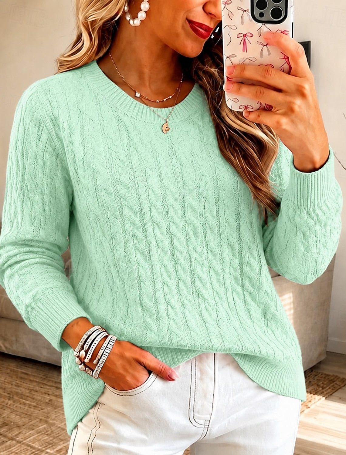 Karlijn | Cable Knit Sweater with V-Neck for Women