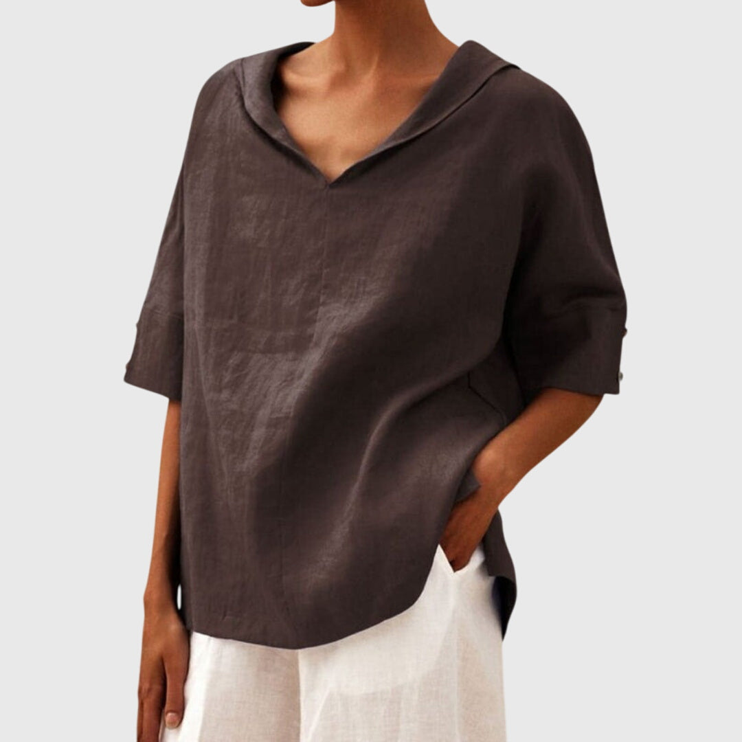 Joanna | Women's Loose-Fit V-Neck Long Sleeve Blouse
