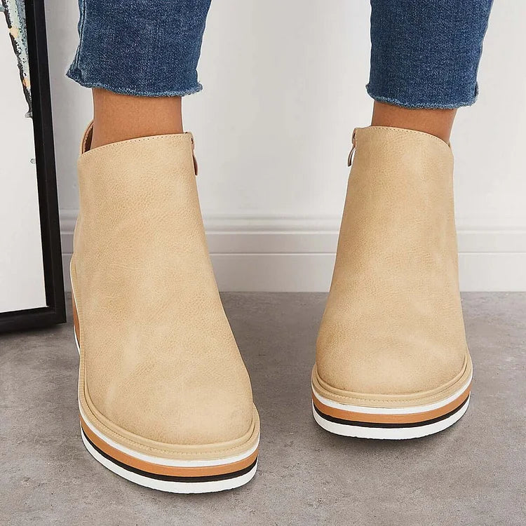 Anja Side-Zip Ankle Boots with Almond Toe for Women