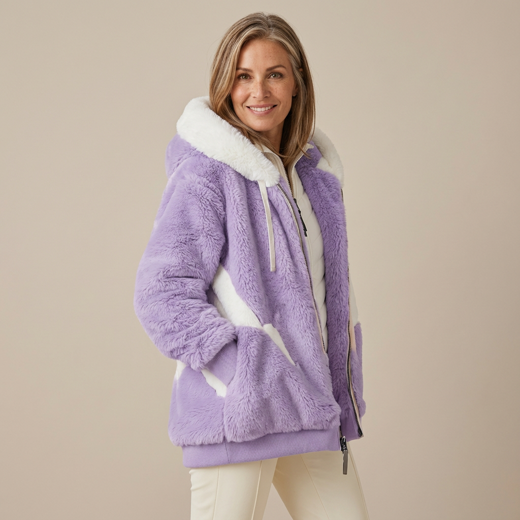 Kristia Women's Hooded Winter Jacket - Zip Front Parka Style
