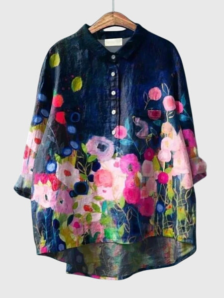 Valeria | Women's Floral V-Neck Long Sleeve Blouse – Work