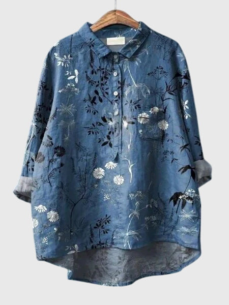 Valeria | Women's Floral V-Neck Long Sleeve Blouse – Work