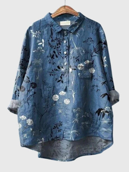 Valeria | Women's Floral V-Neck Long Sleeve Blouse – Work