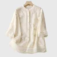 Nellie | Women's Embroidered V-Neck Loose Fit Blouse