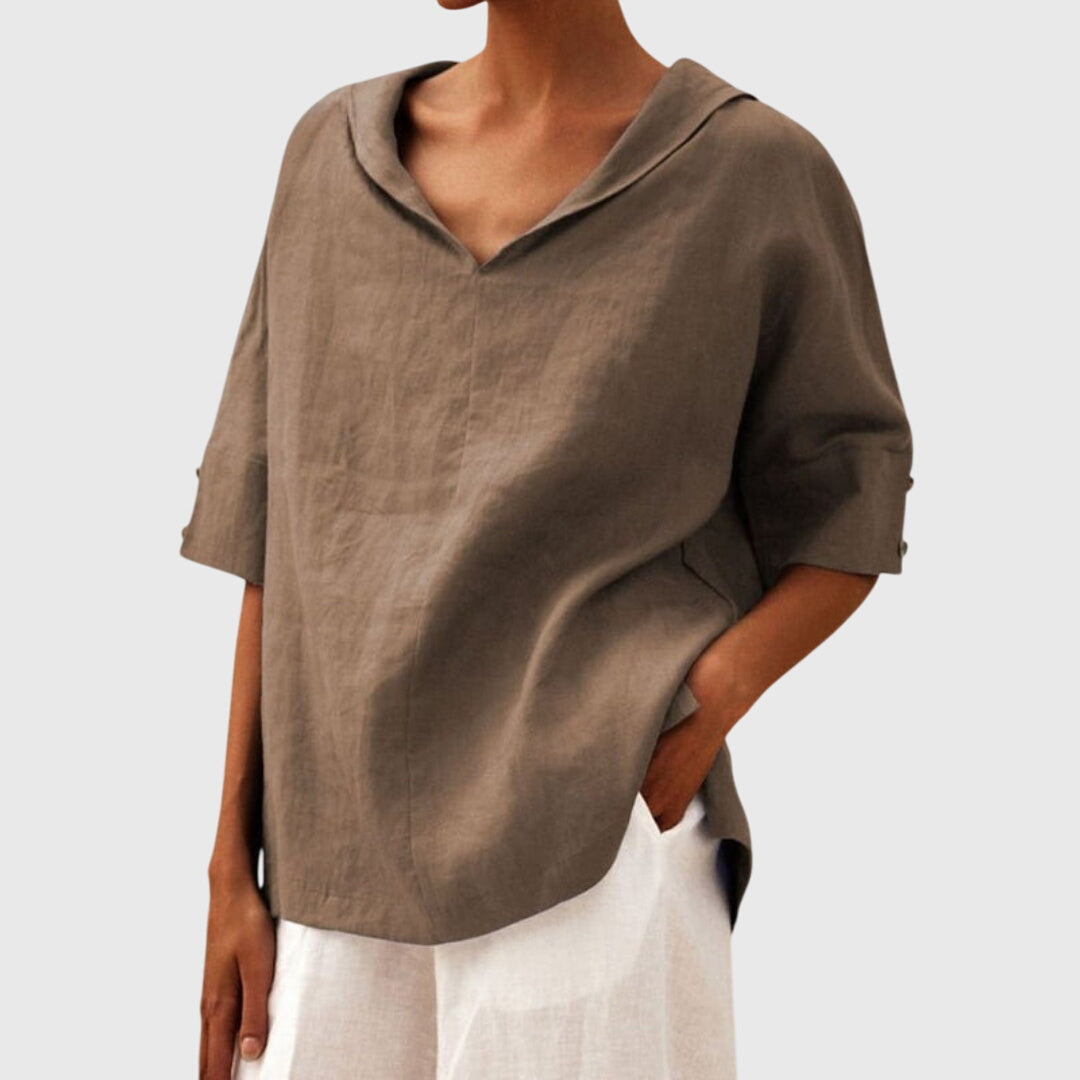 Joanna | Women's Loose-Fit V-Neck Long Sleeve Blouse