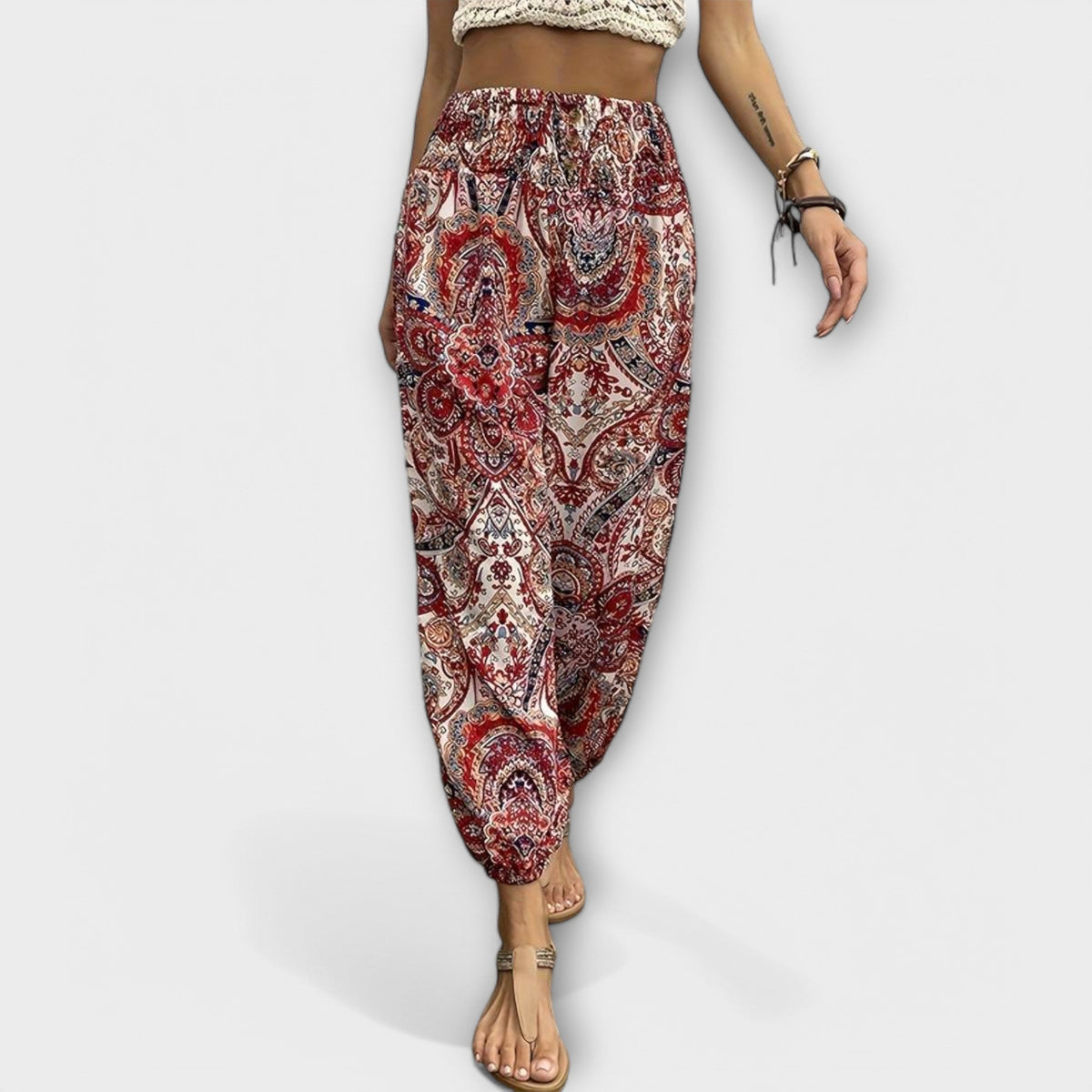 Scarlett | Women's Wide Leg Pants Ethnic Graphic Print – Casual Chic