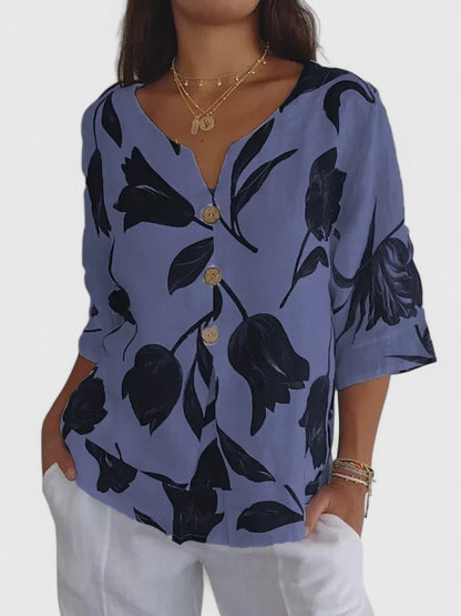 Marisol | Women's V-Neck Blouse Long Sleeve Relaxed Fit – Work to Weekend