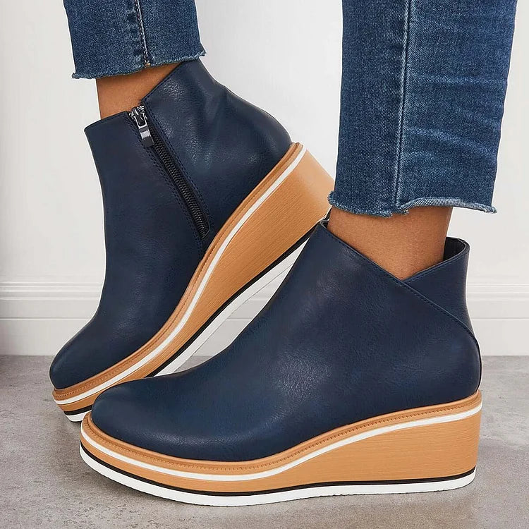 Anja Side-Zip Ankle Boots with Almond Toe for Women