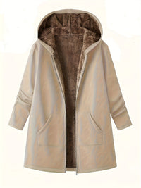 Bodil | Longline Hooded Fleece-Lined Open-Front Coat for Women
