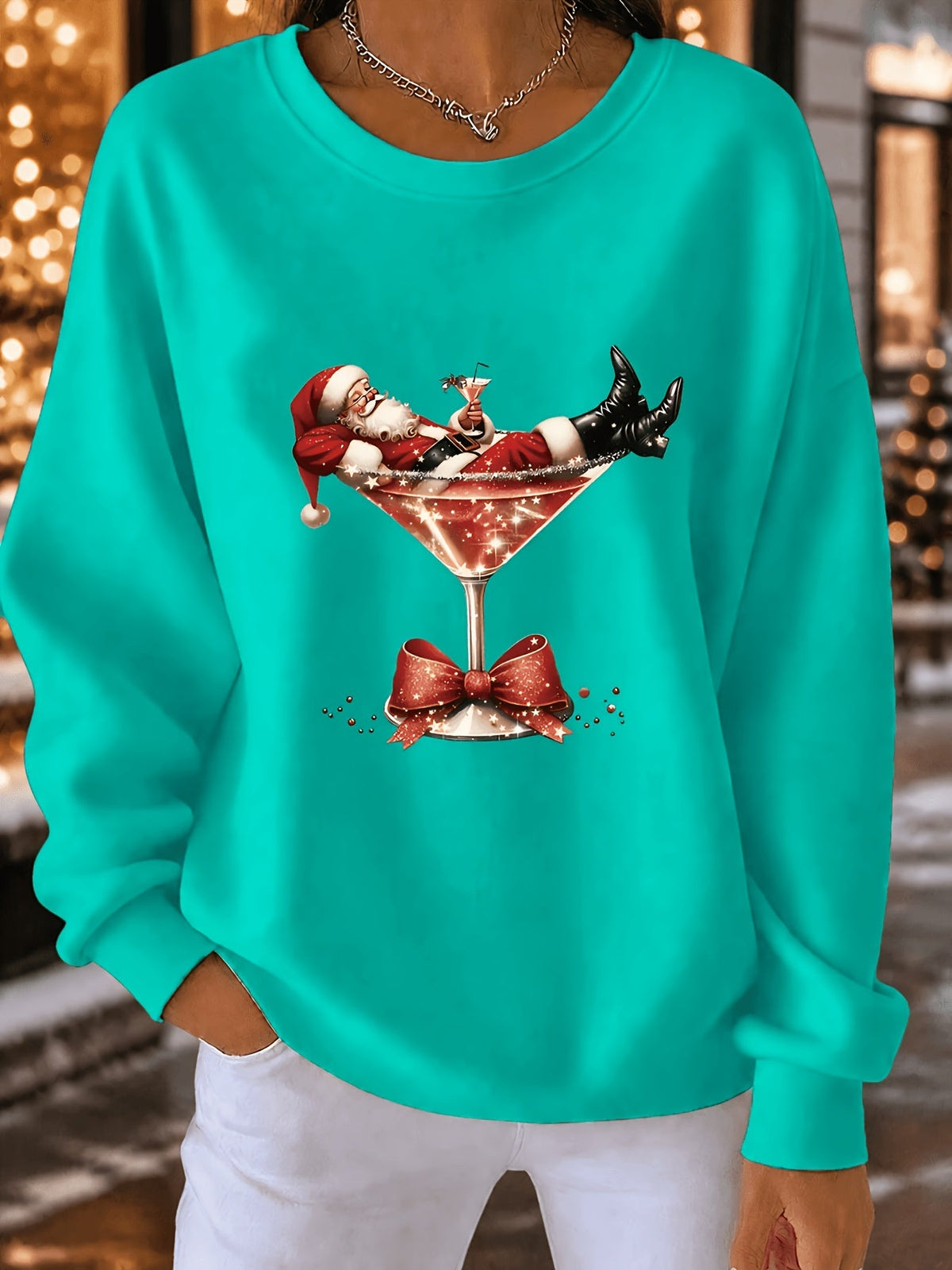 Nyvienne | Printed Christmas Sweater with Crew Neck for Women