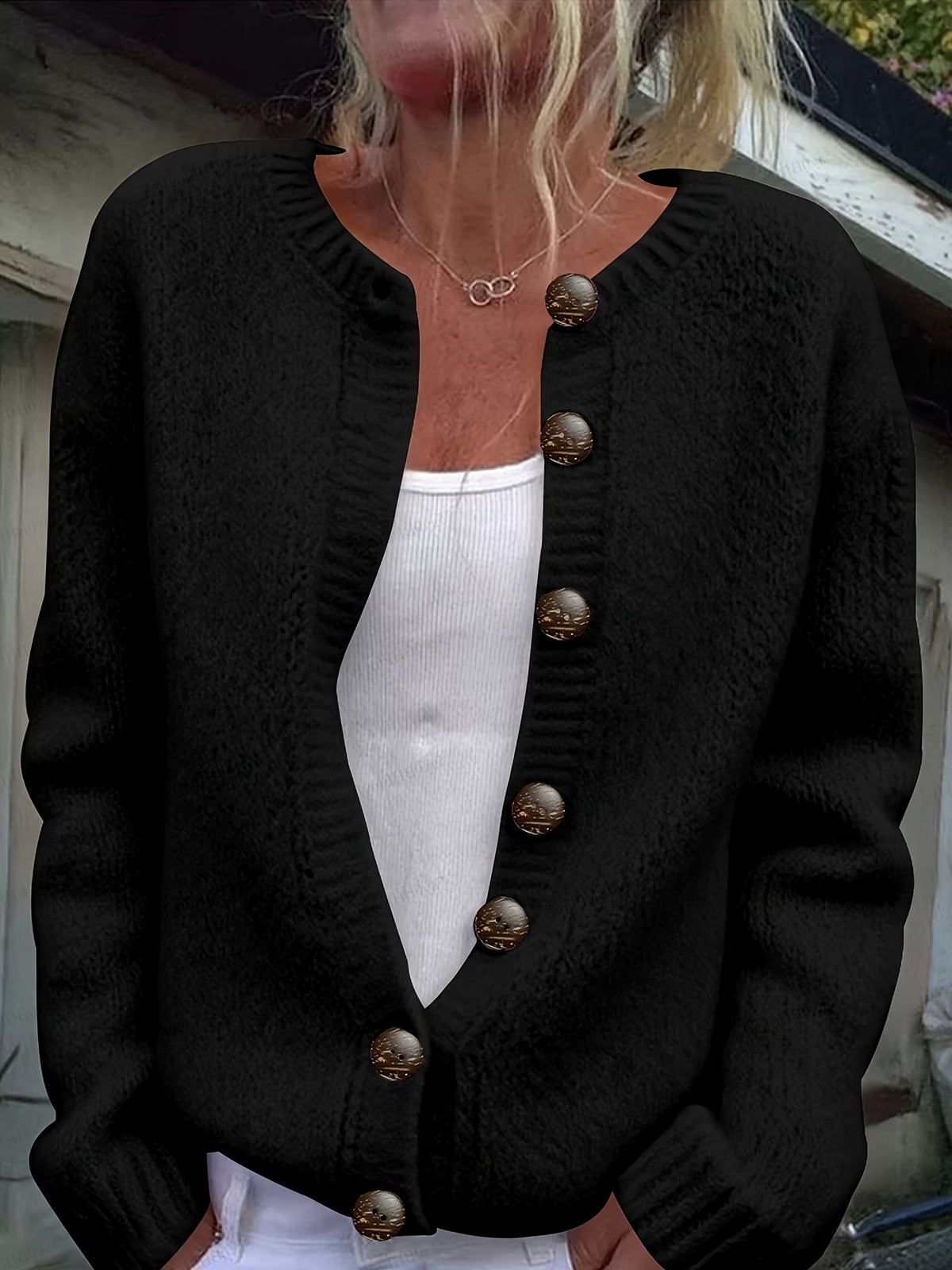 Caitlin | Ribbed Button-Front Knit Cardigan for Women