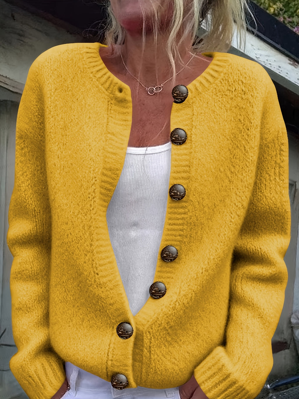 Caitlin | Ribbed Button-Front Knit Cardigan for Women