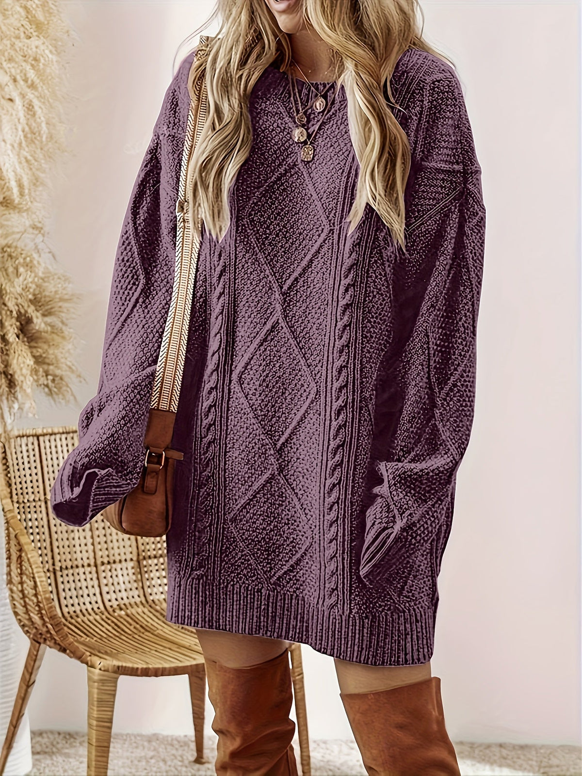 Undine | Oversized Cable Knit Sweater Dress for Women