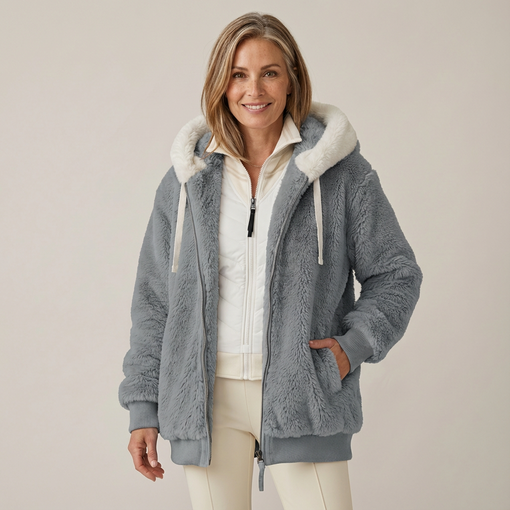 Kristia Women's Hooded Winter Jacket - Zip Front Parka Style