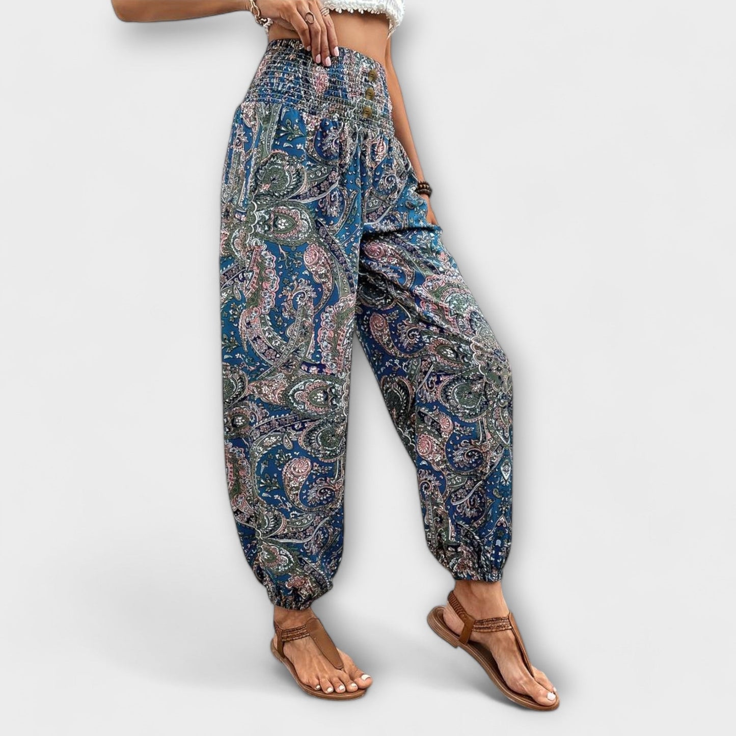 Scarlett | Women's Wide Leg Pants Ethnic Graphic Print – Casual Chic