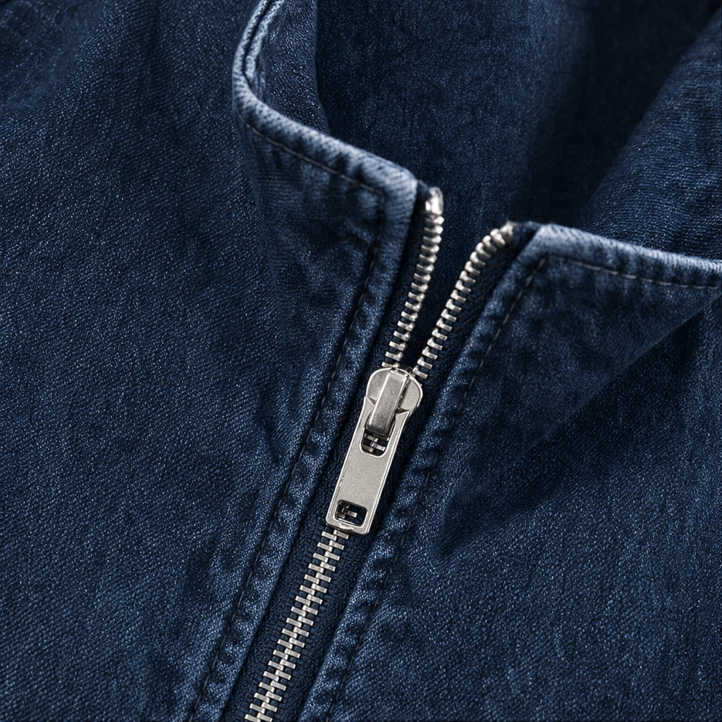 Hanna | Boxy Washed Denim-Look Half-Zip Pullover for Women