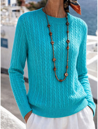 Lauretta | Cable Knit Sweater with Ribbed Crew Neck for Women