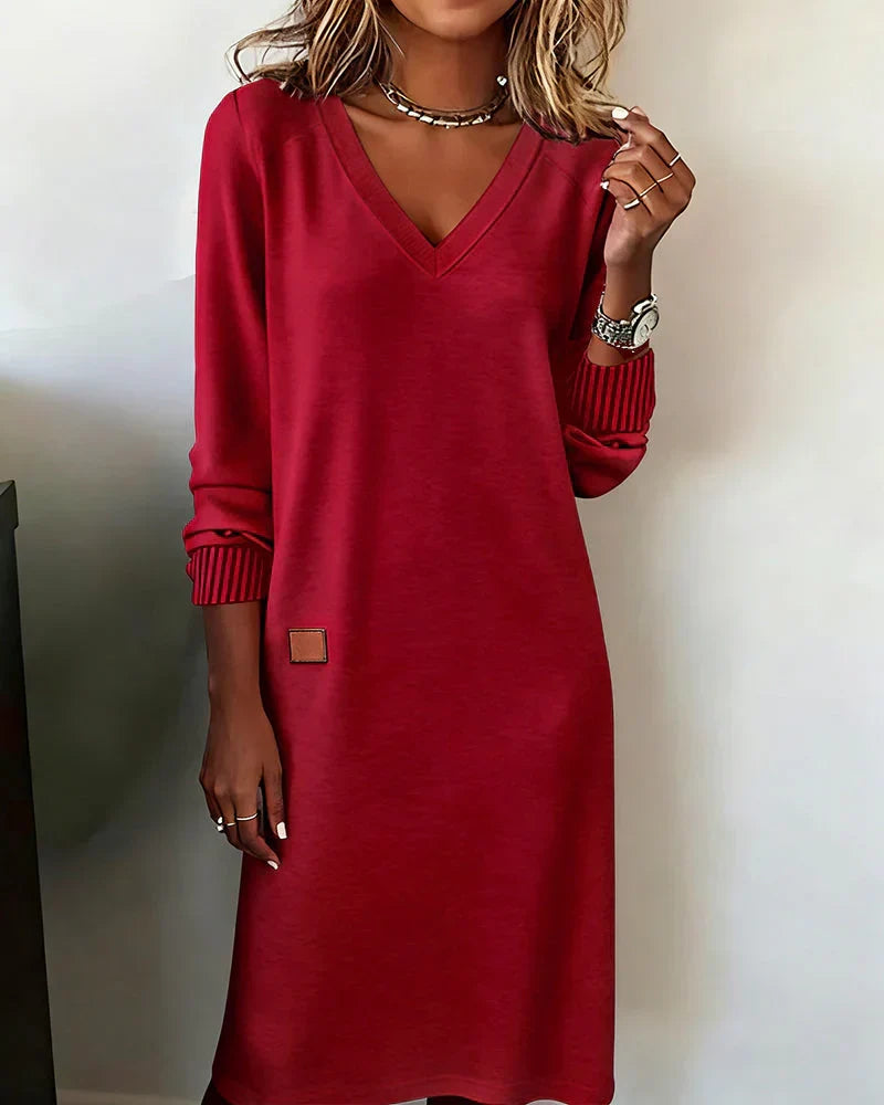 Anke | V-Neck Midi Dress with Pockets for Women