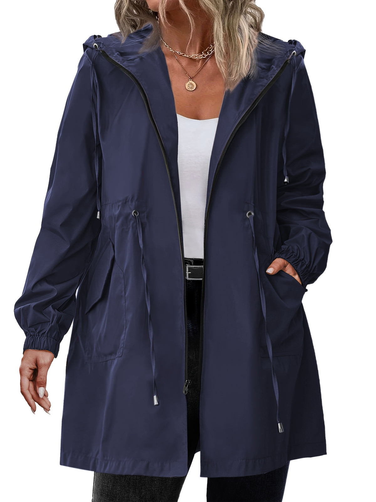Constance | Zip-Up Hooded Longline Jacket with Drawstring