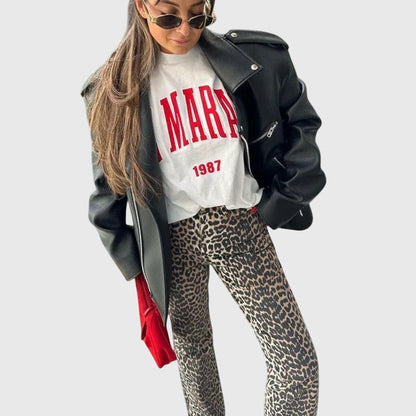 Chandra | Women's Vintage Leopard Print Jeans – Casual Chic