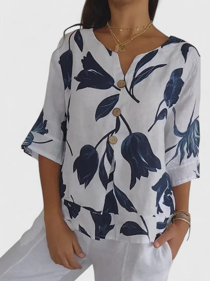 Marisol | Women's V-Neck Blouse Long Sleeve Relaxed Fit – Work to Weekend