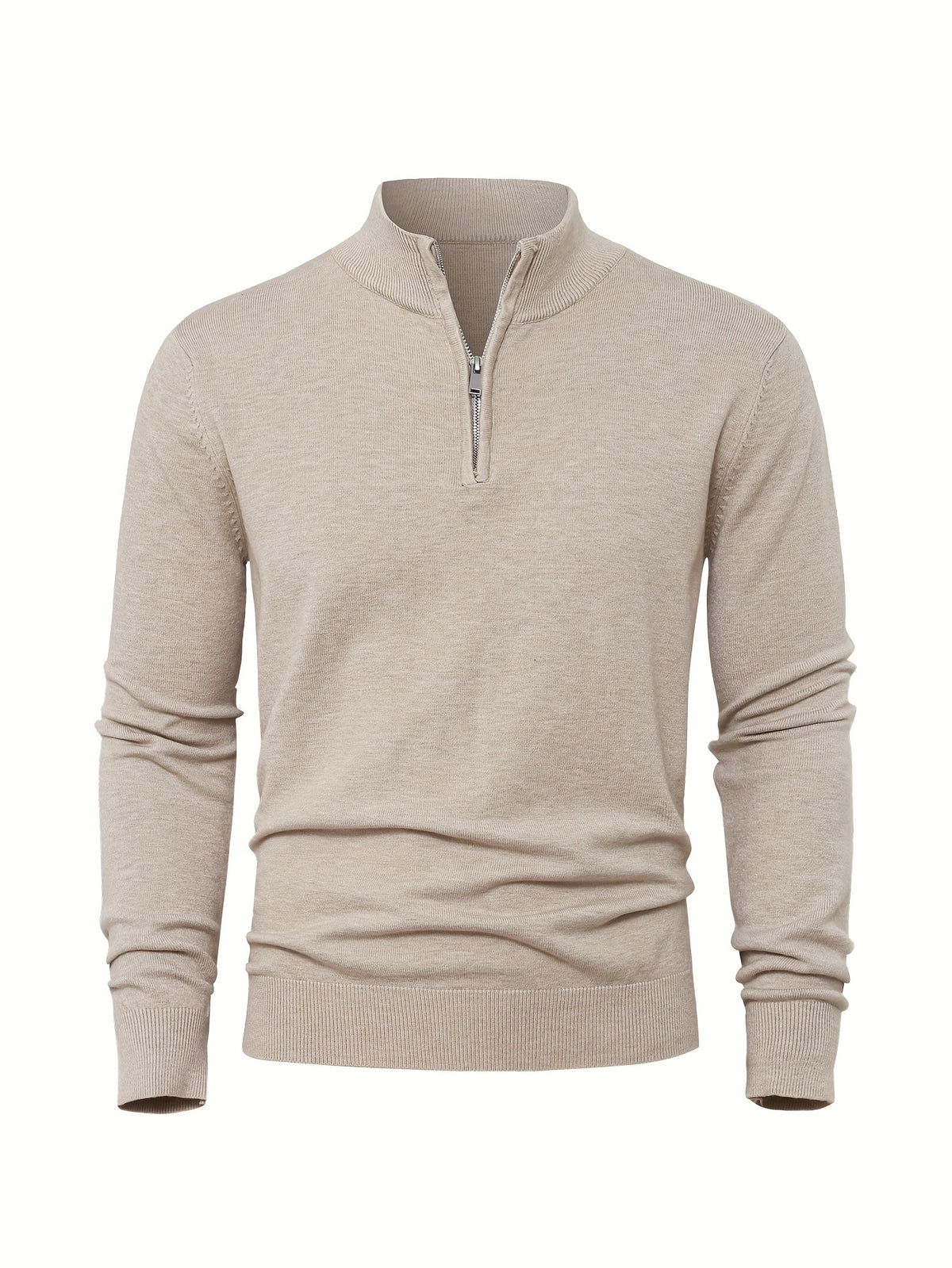 Rhys | Ribbed Quarter Zip Sweater with Mock Neck for Men