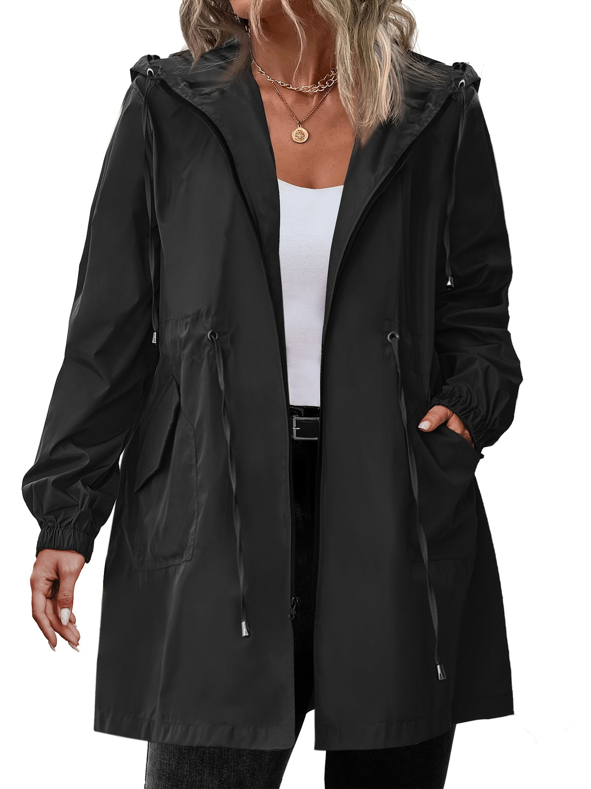 Constance | Zip-Up Hooded Longline Jacket with Drawstring