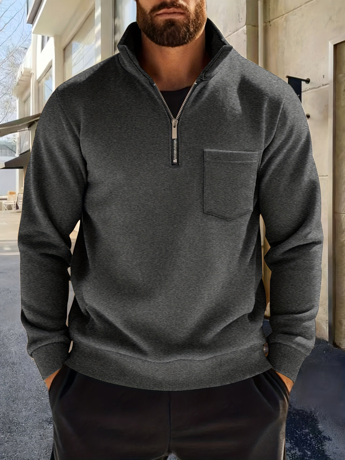 Rafael | Quarter Zip Sweater with Chest Pocket for Men
