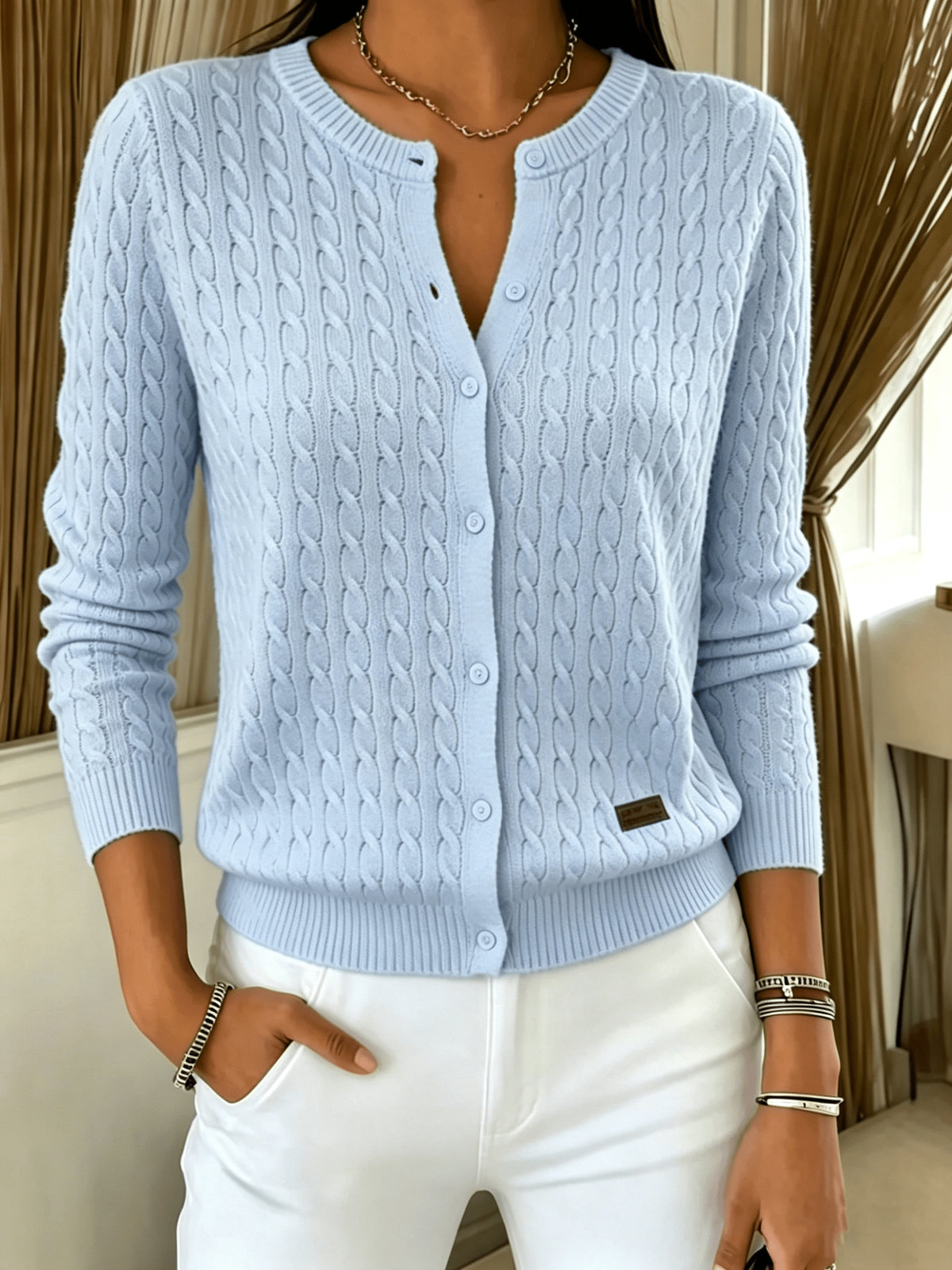 Vienna | Cable-Knit Button-Front Cardigan for Women
