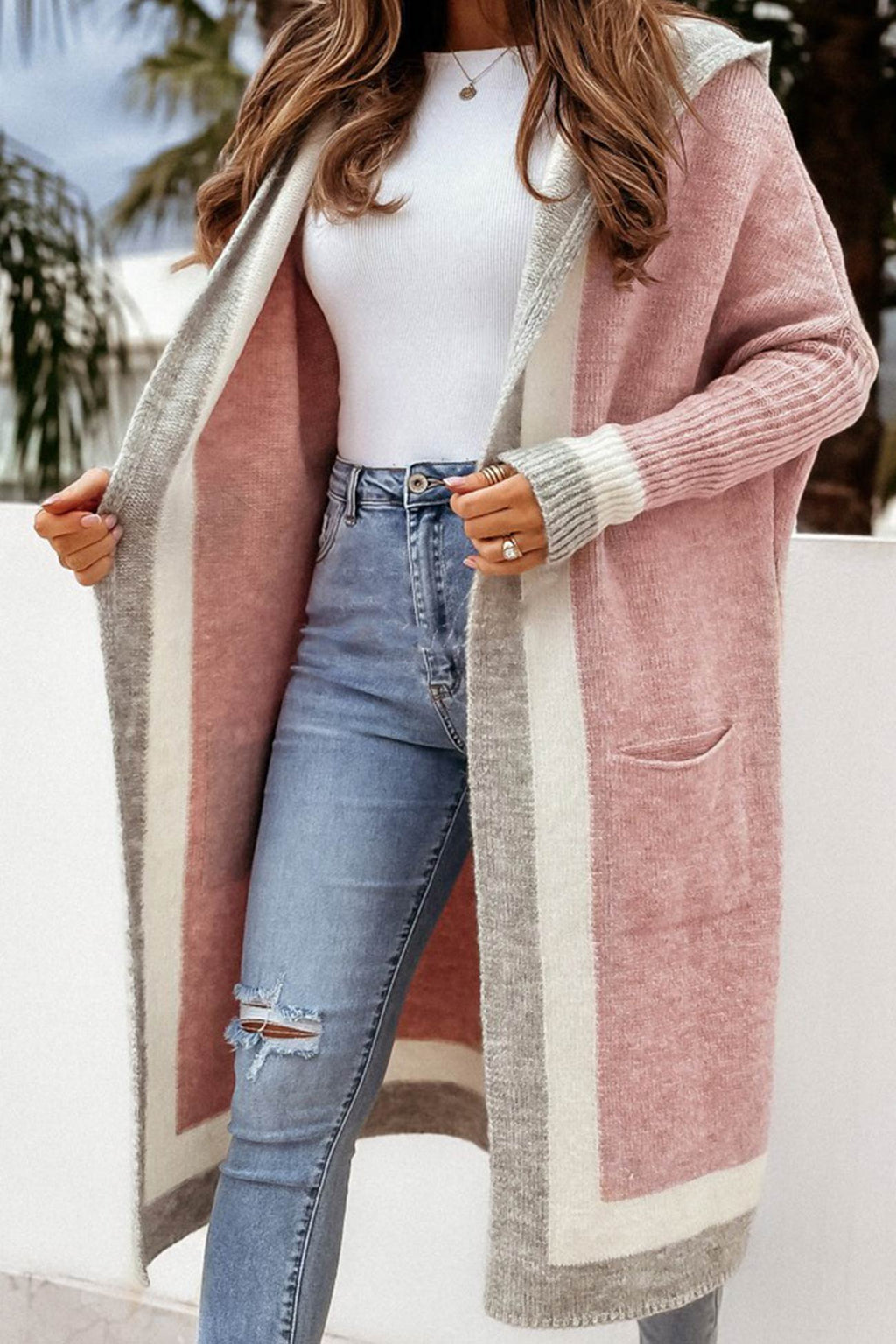 Ines | Longline Open-Front Ribbed Cardigan for Women