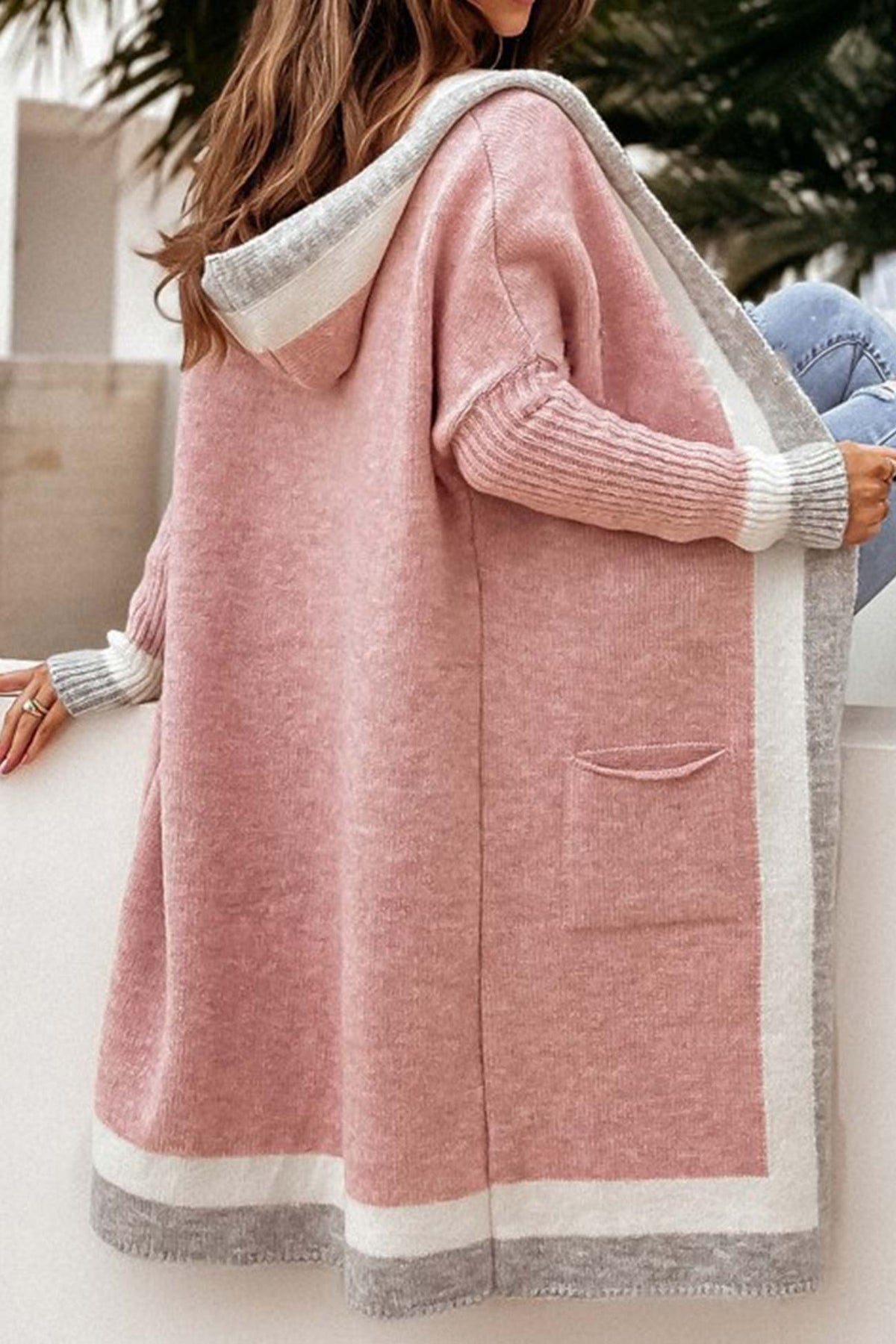 Ines | Longline Open-Front Ribbed Cardigan for Women