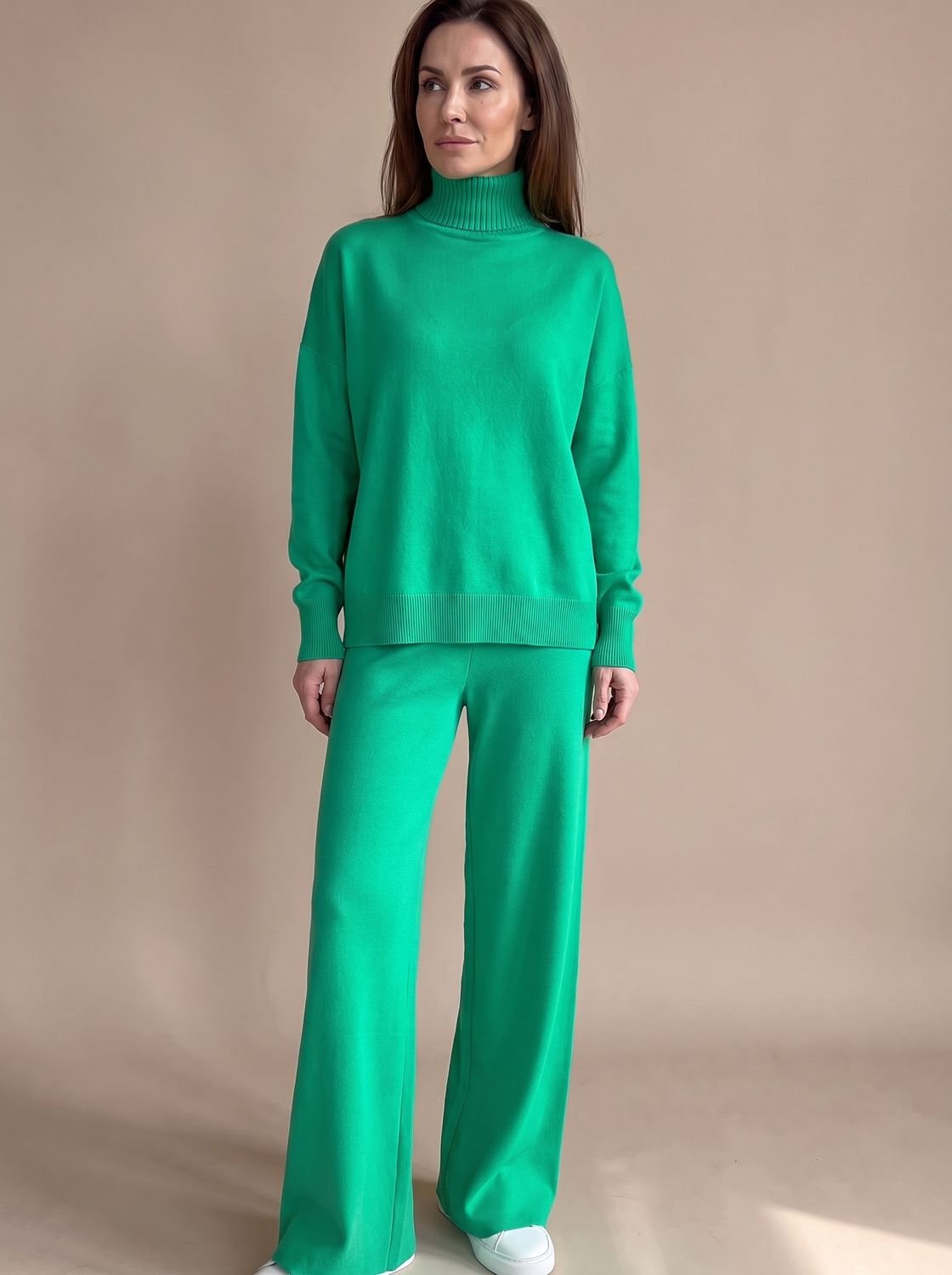 Wivina | Ribbed Turtleneck Sweater & Wide-Leg Pants Set for Women