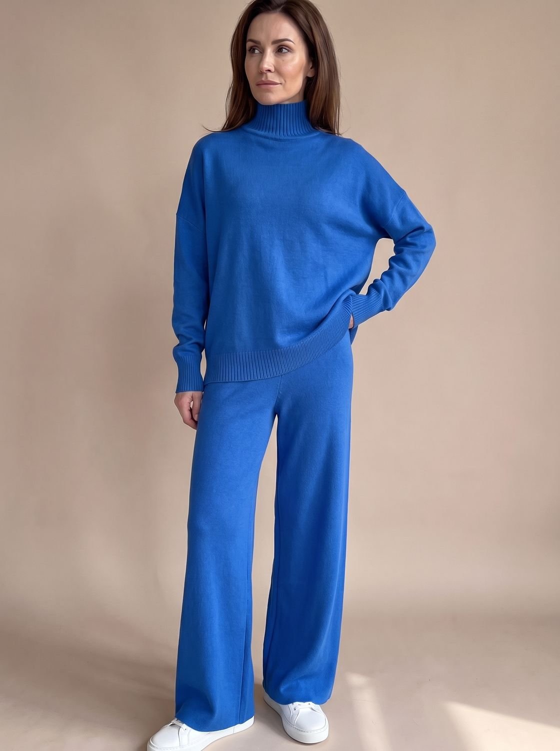 Wivina | Ribbed Turtleneck Sweater & Wide-Leg Pants Set for Women