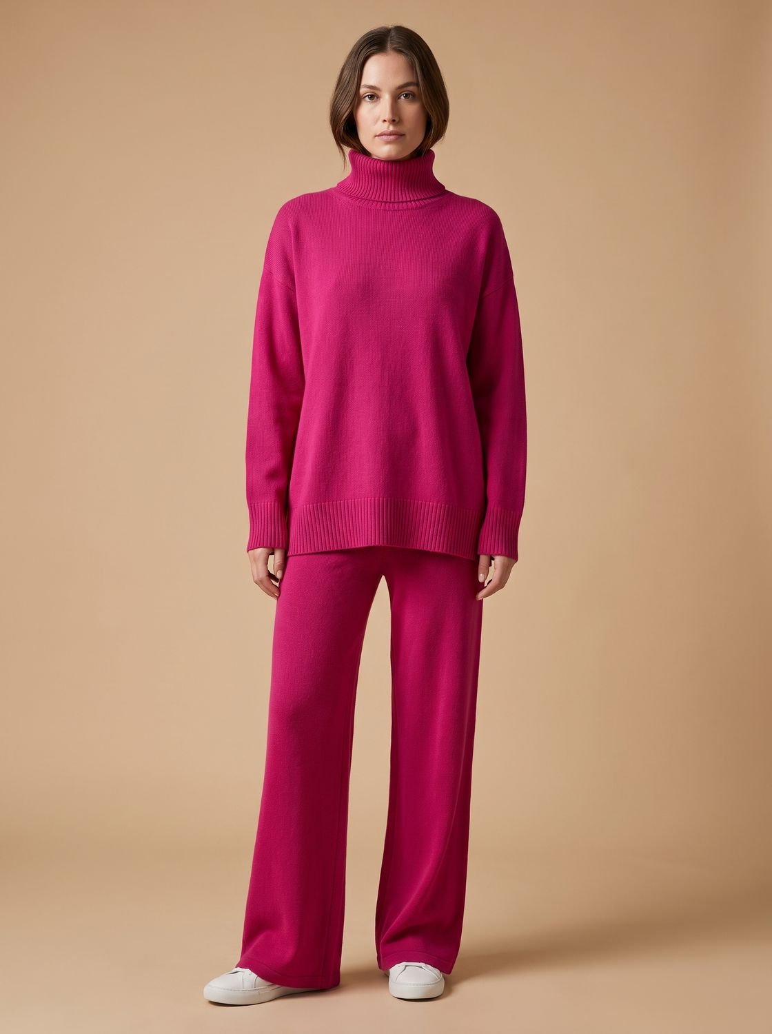 Wivina | Ribbed Turtleneck Sweater & Wide-Leg Pants Set for Women