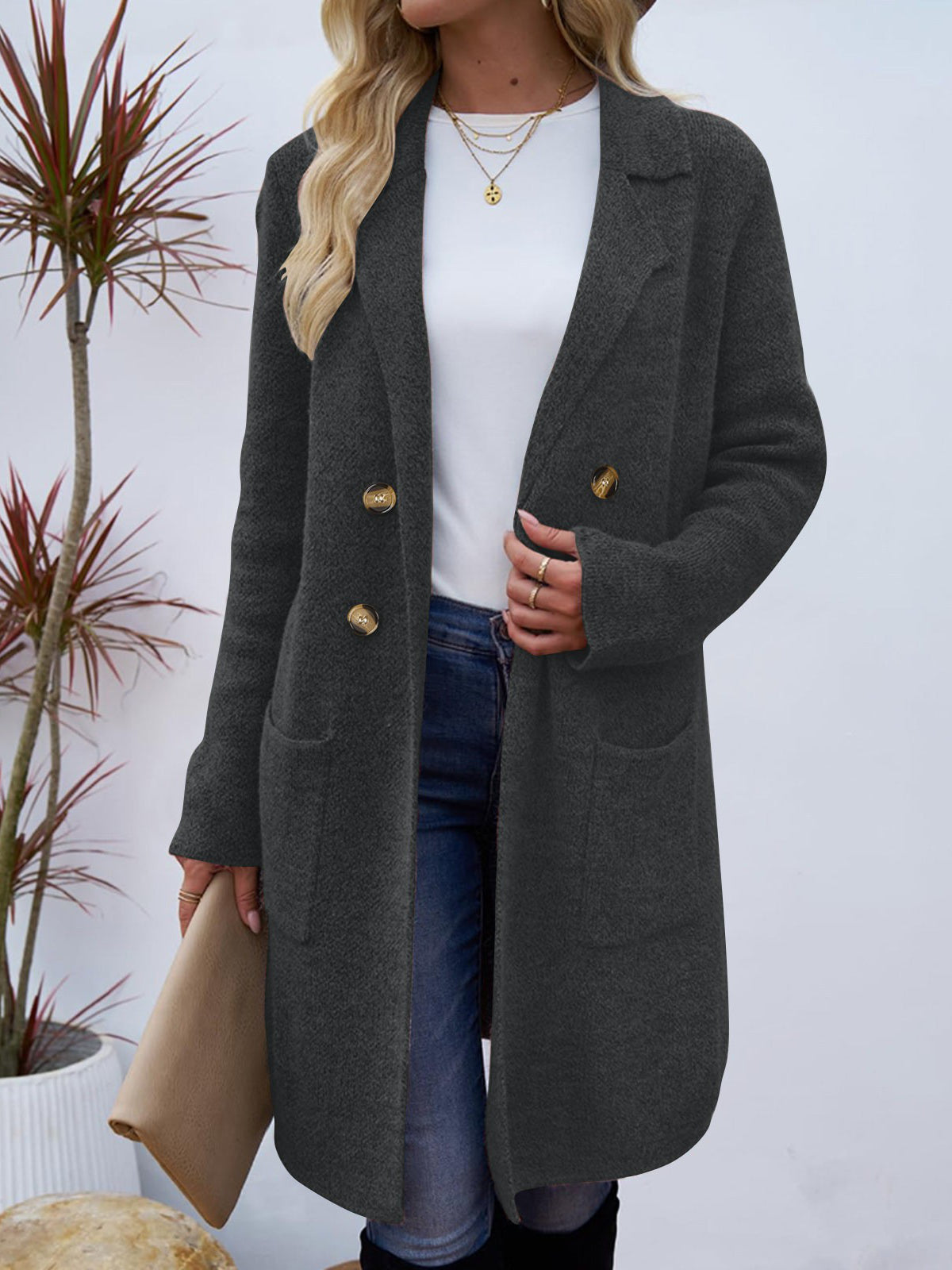 Nyssa | Longline Ribbed Cardigan with Button-Down Front for Women