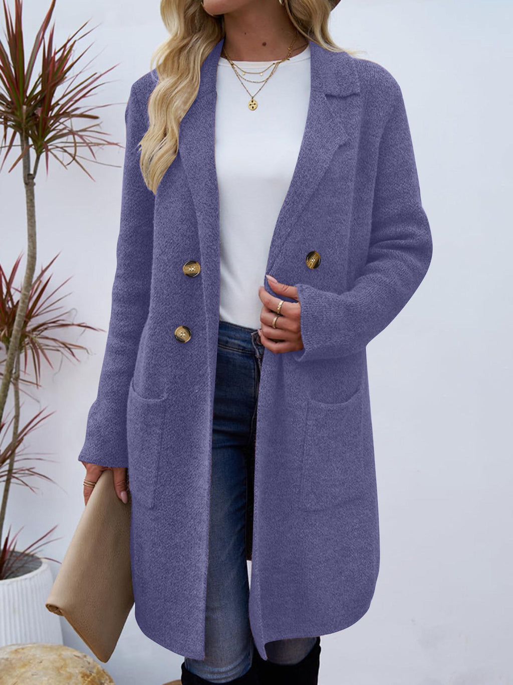 Nyssa | Longline Ribbed Cardigan with Button-Down Front for Women
