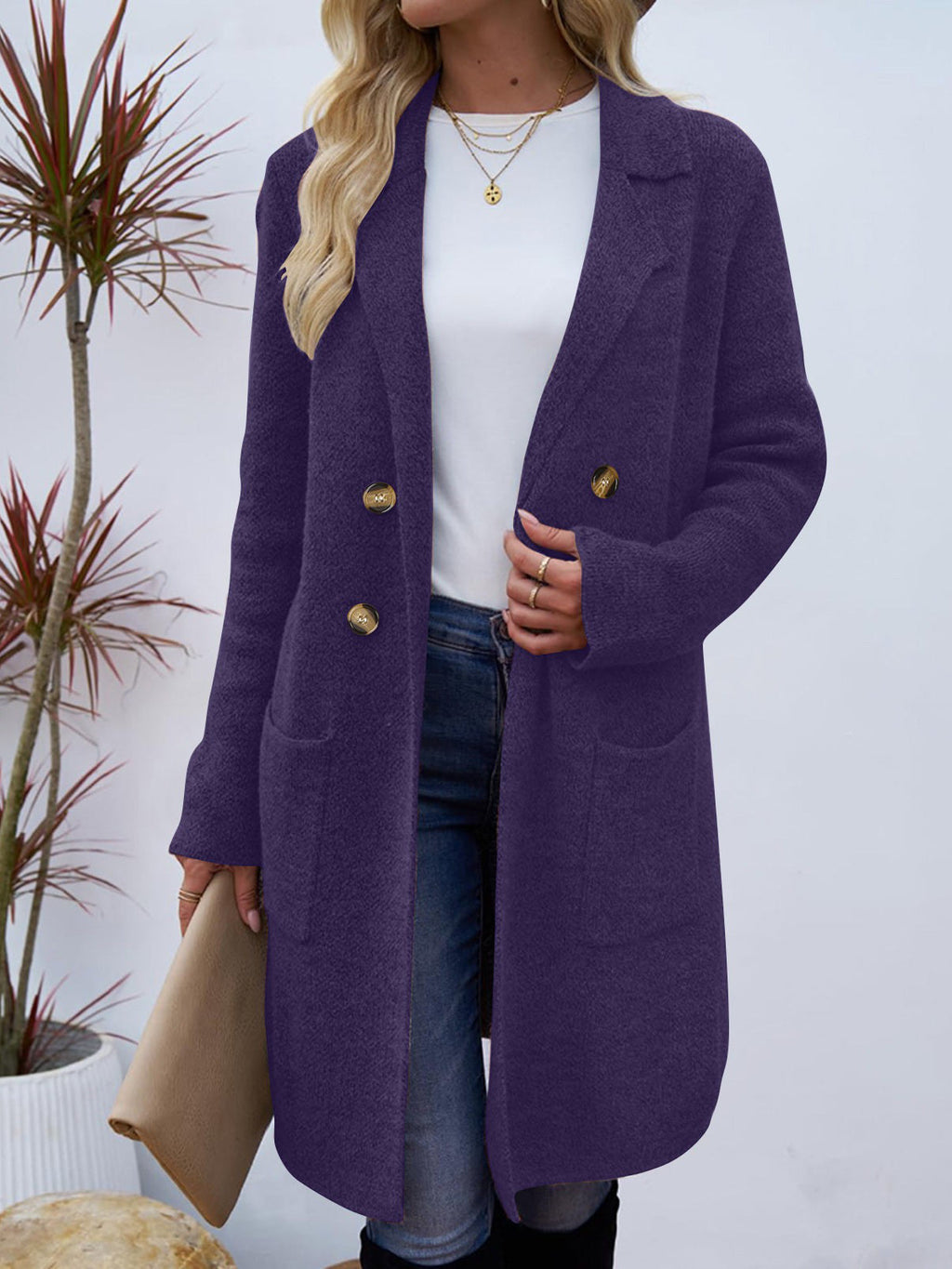 Nyssa | Longline Ribbed Cardigan with Button-Down Front for Women
