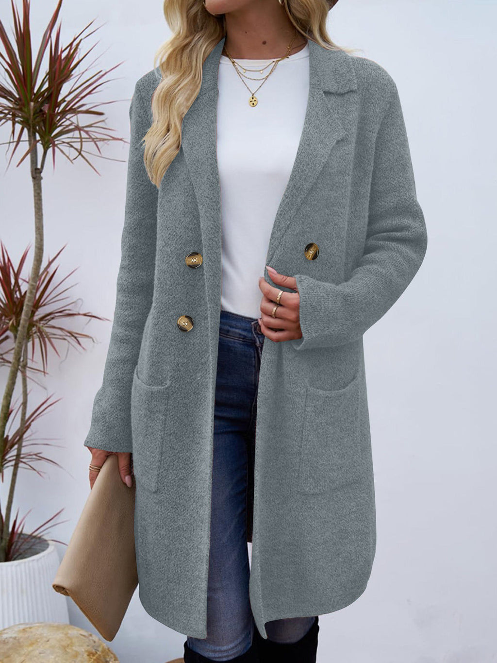 Nyssa | Longline Ribbed Cardigan with Button-Down Front for Women