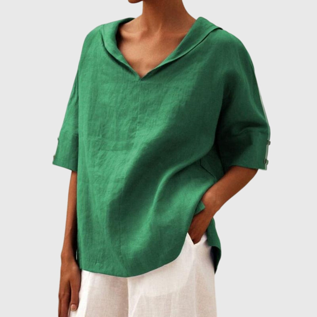Joanna | Women's Loose-Fit V-Neck Long Sleeve Blouse