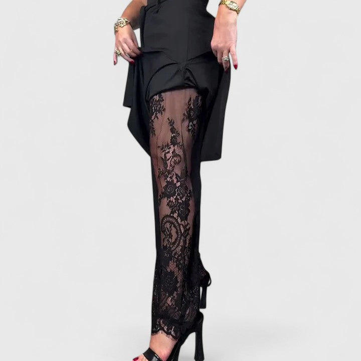 Madonna | Women's Wide Leg High-Waisted Trousers - Elegant Evening