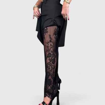Madonna | Women's Wide Leg High-Waisted Trousers - Elegant Evening