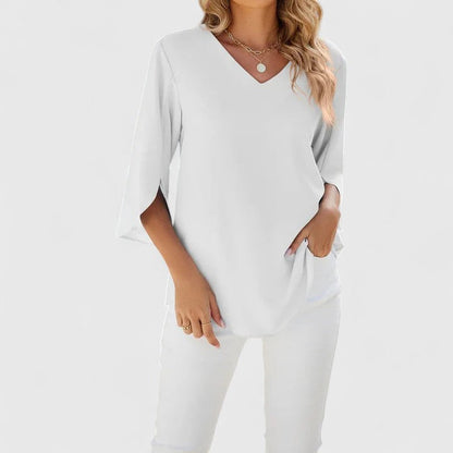 Debby | Women's Elegant V-Neck Long Sleeve Blouse