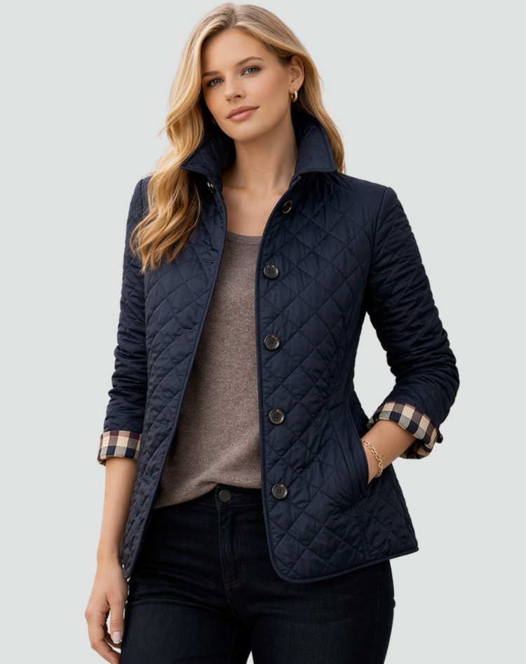 Ilaria | Quilted Button-Front Jacket with Collar for Women