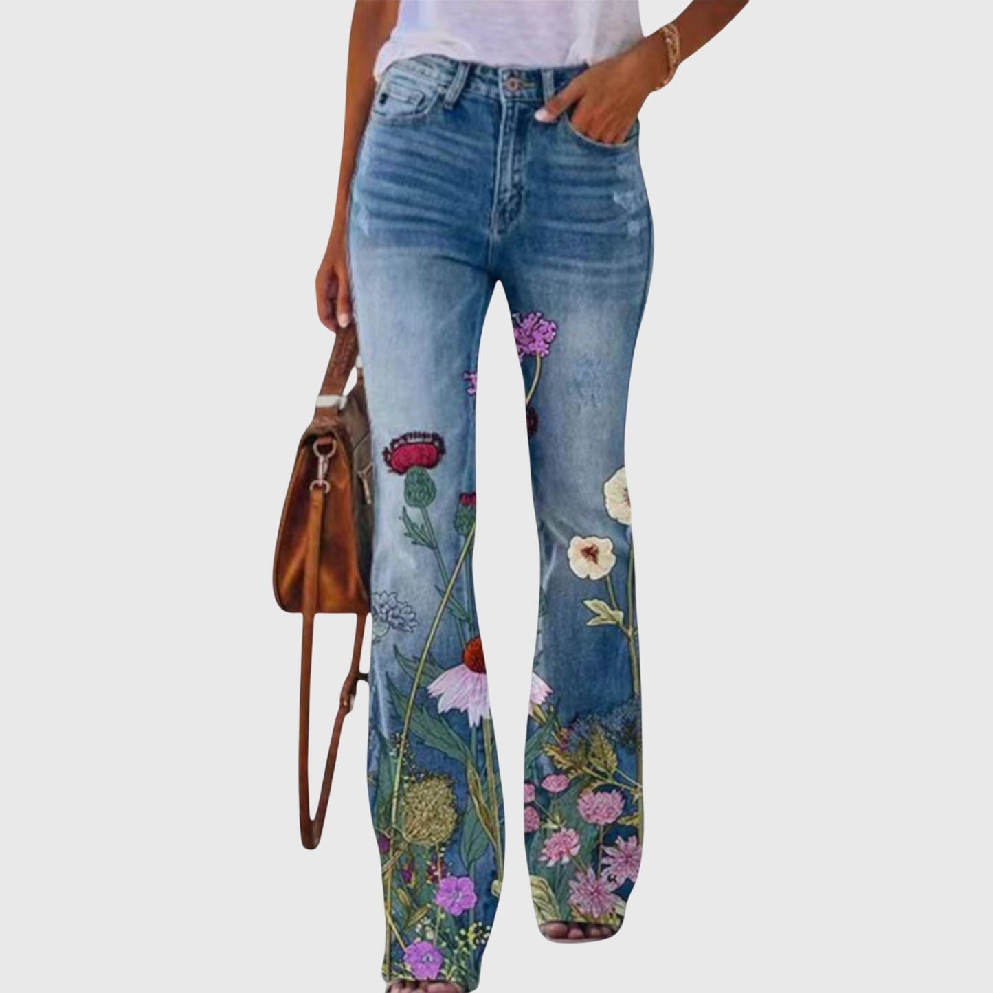 Pants | Women's Floral Wide Leg High-Waisted Trousers