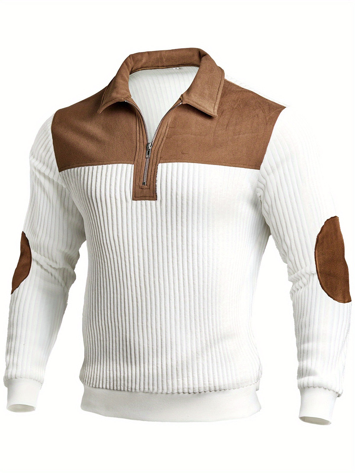 Reid | Color-Block Ribbed Quarter Zip Sweater for Men