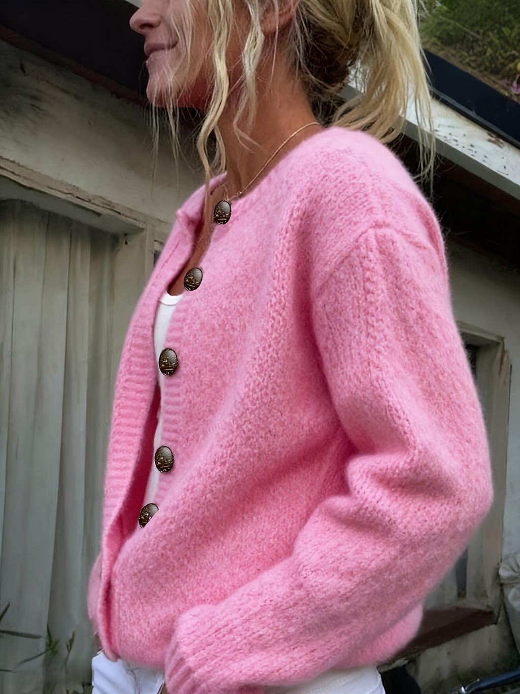 Caitlin | Ribbed Button-Front Knit Cardigan for Women
