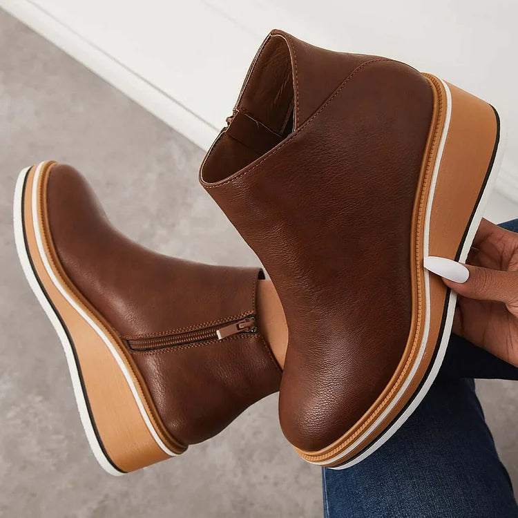 Anja Side-Zip Ankle Boots with Almond Toe for Women